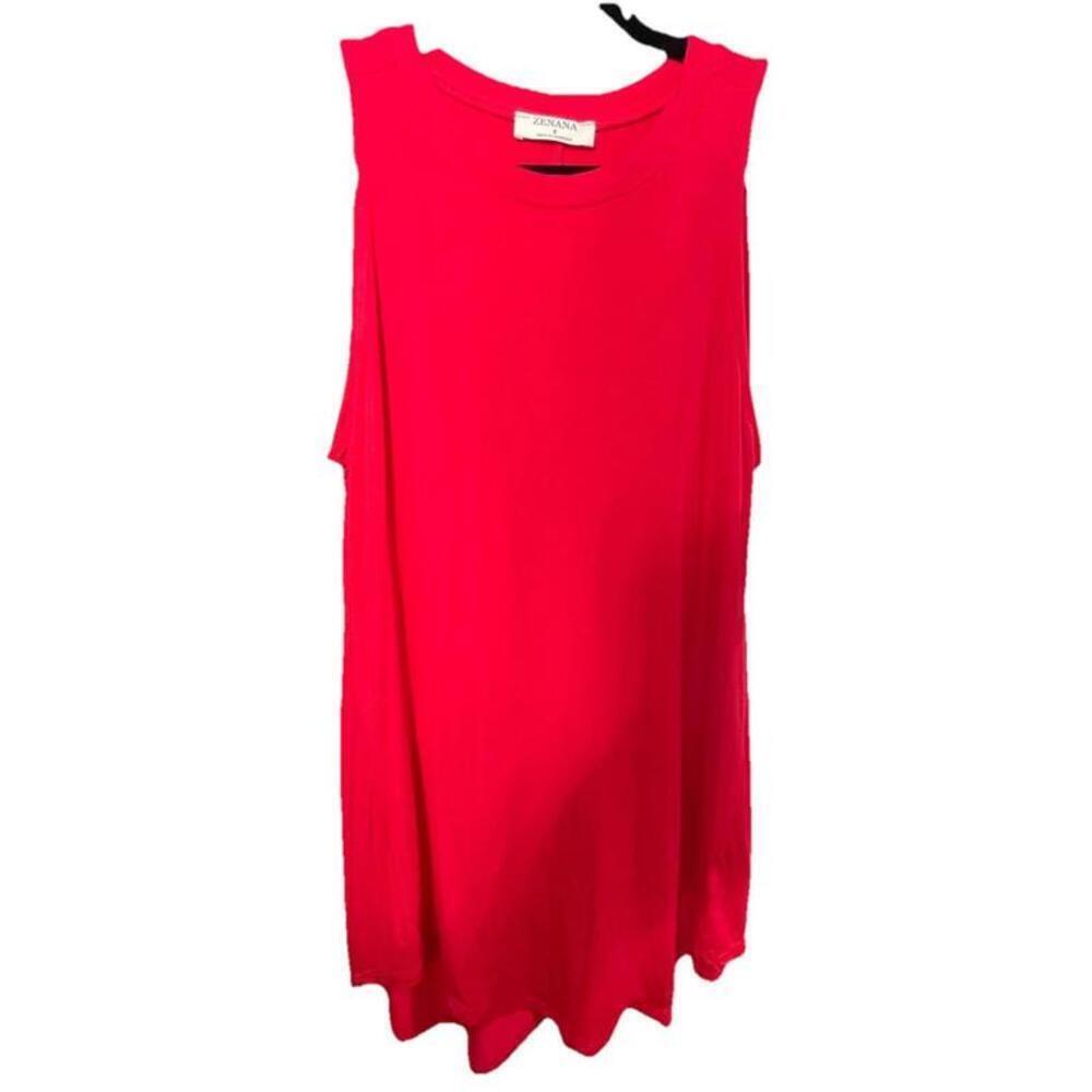 ZENANA Red Sleeveless Tank Top High-Low Hem Size Small